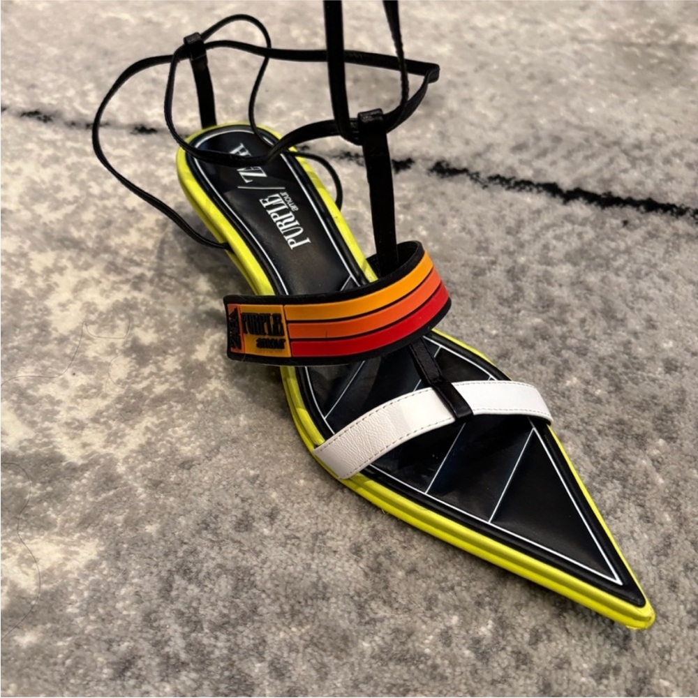 ZARA×PURPLE AMOUR Special Edition Multicolor Strappy Kitten Heeled Sandals - Picture 4 of 12